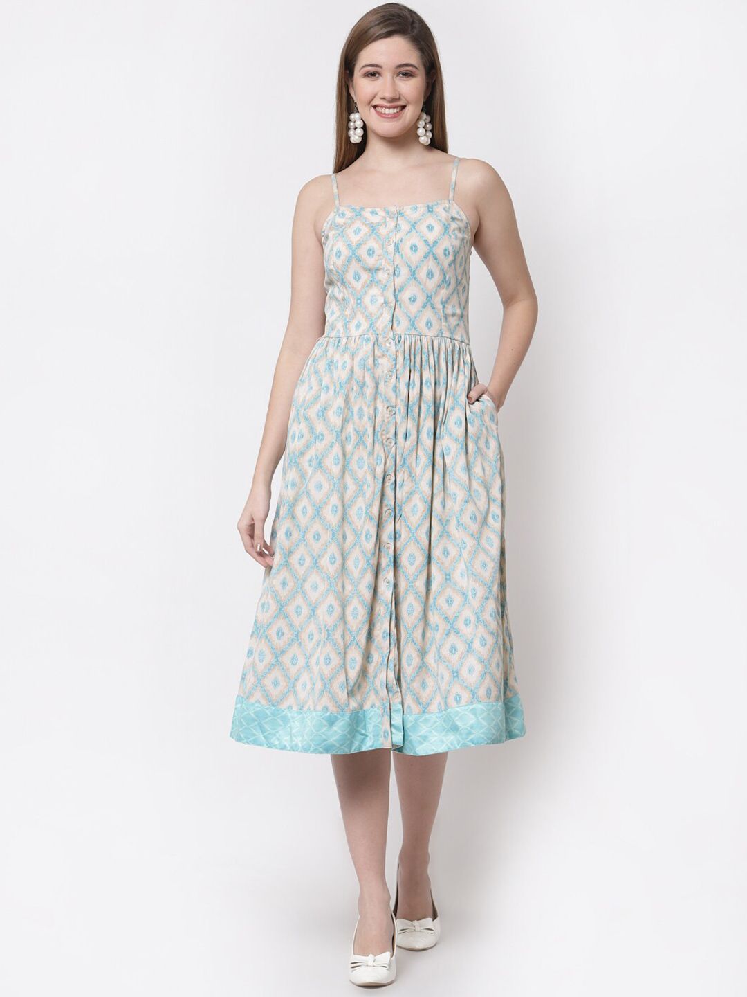 Myshka Multicoloured Organic Cotton Midi Dress Price in India