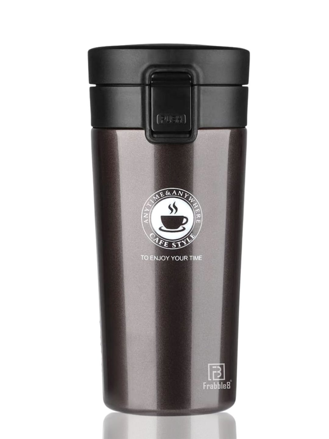 Frabble8 Black Printed Stainless Steel Vaccum Insulated 300ml Thermo Coffee Mug Price in India