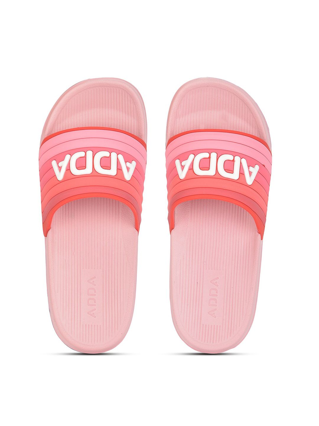 Adda Women Pink & White Printed Rubber Sliders Price in India