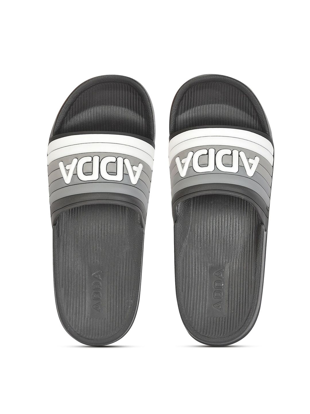 Adda Women Black & White Printed Rubber Sliders Price in India