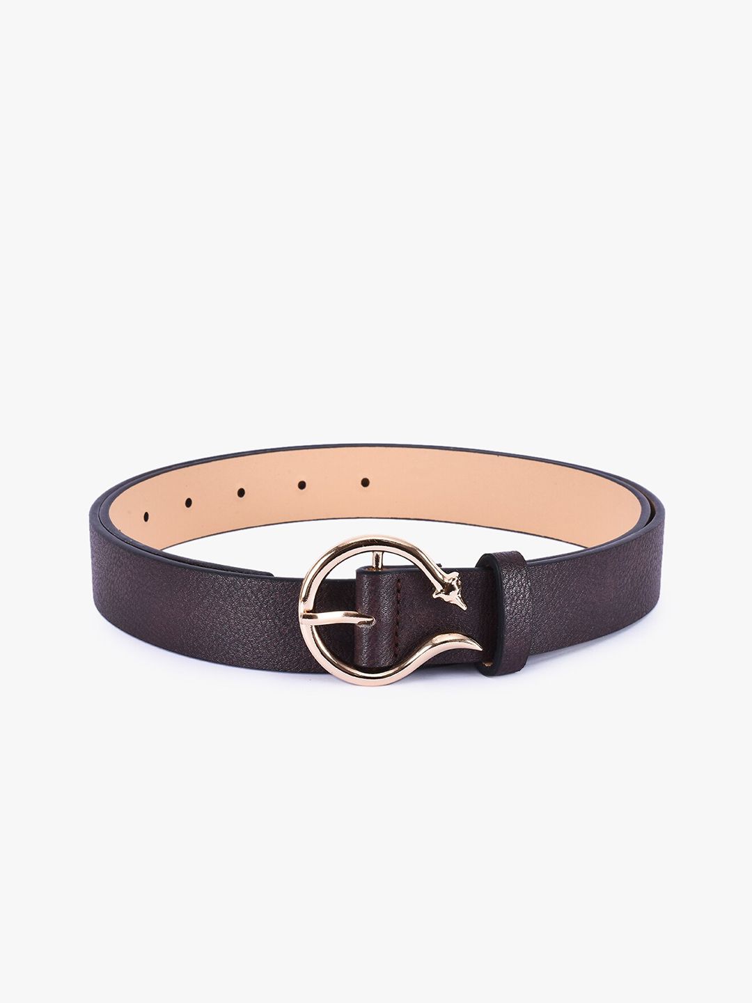 BuckleUp Women Brown Textured Buckle-Up Belt Price in India