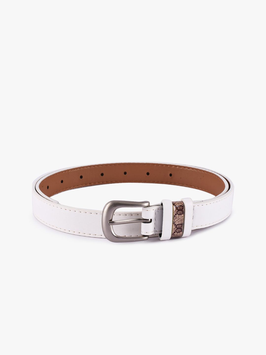 BuckleUp Women White Solid Belt Price in India