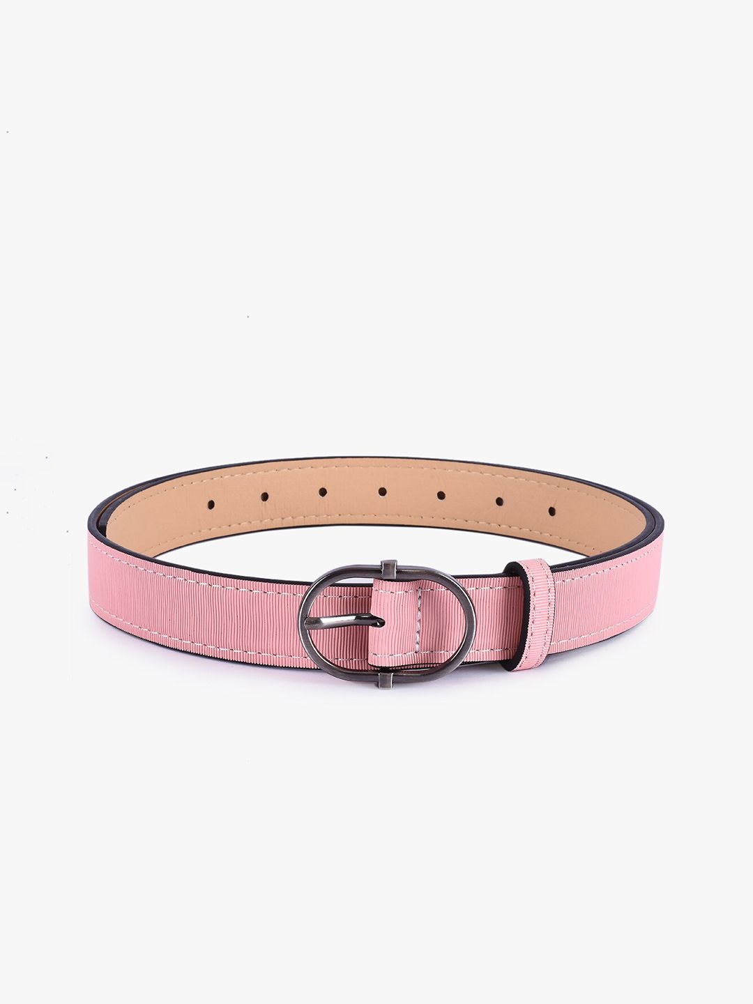 BuckleUp Women Pink & Black Textured Belt Price in India