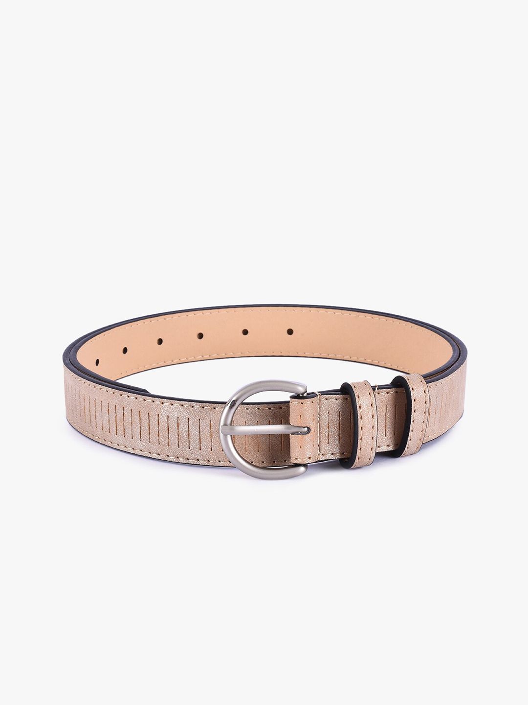 BuckleUp Women Peach Textured Belt Price in India