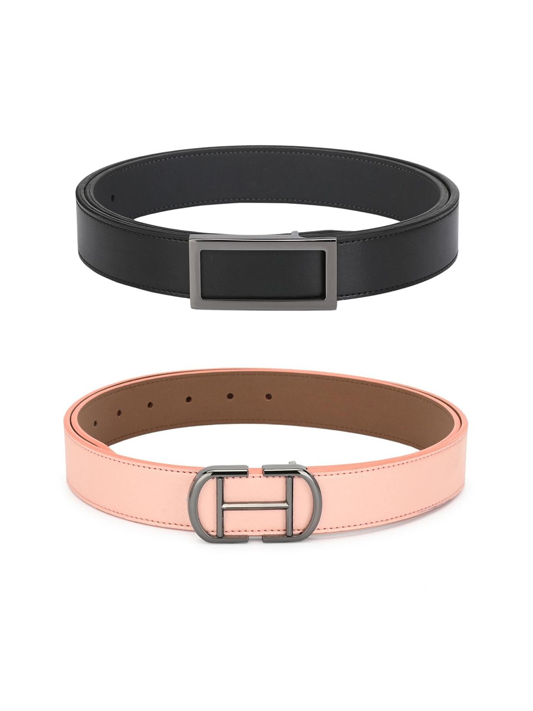 Calvadoss Women Black & Pink Set Of 2 Belt Price in India