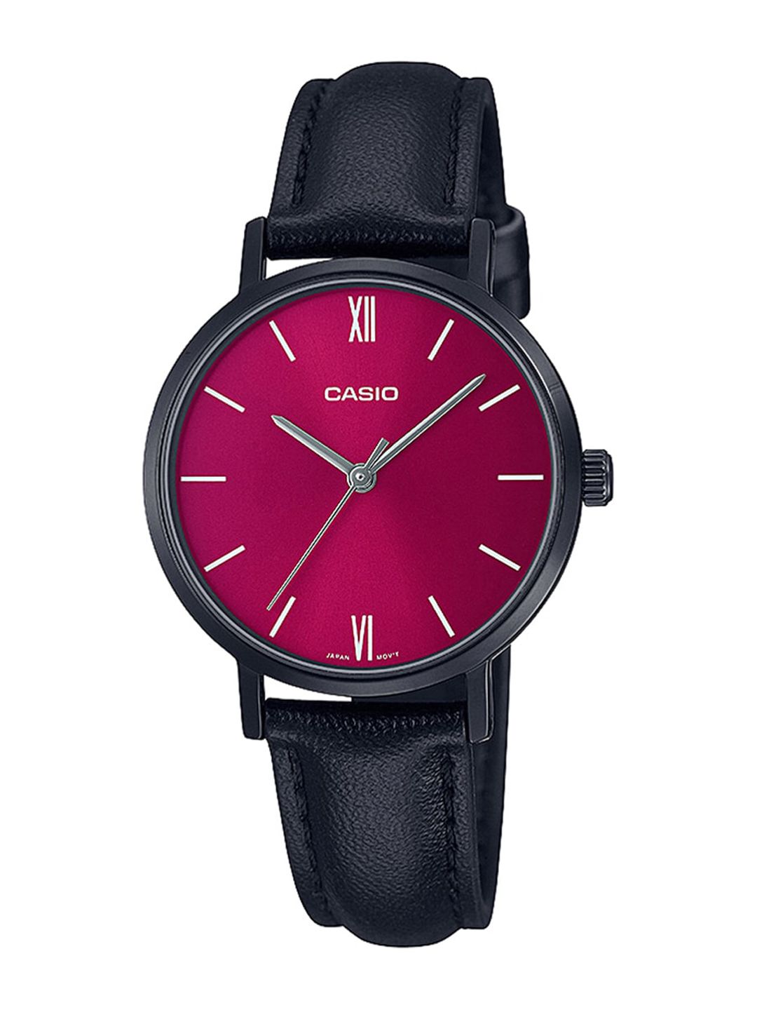 CASIO Women Pink Dial & Black Leather Straps Analogue Watch - LTP-VT02BL-4AUDF Price in India