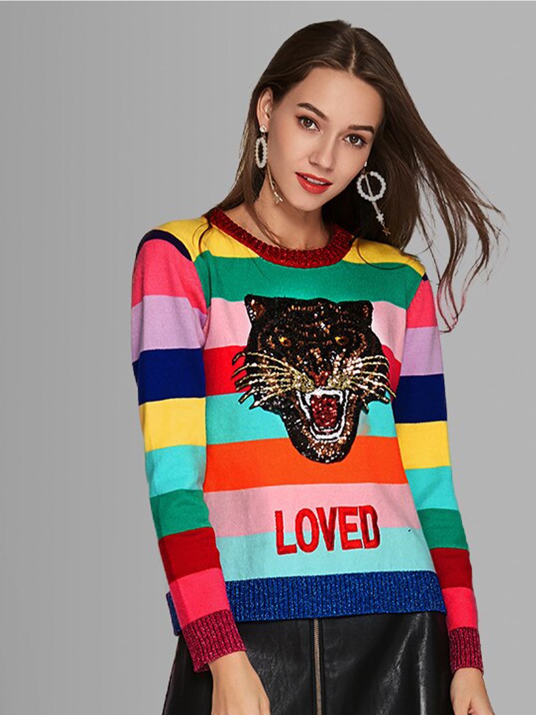 JC Collection Women Multi Color Striped Embellished Pullover Price in India