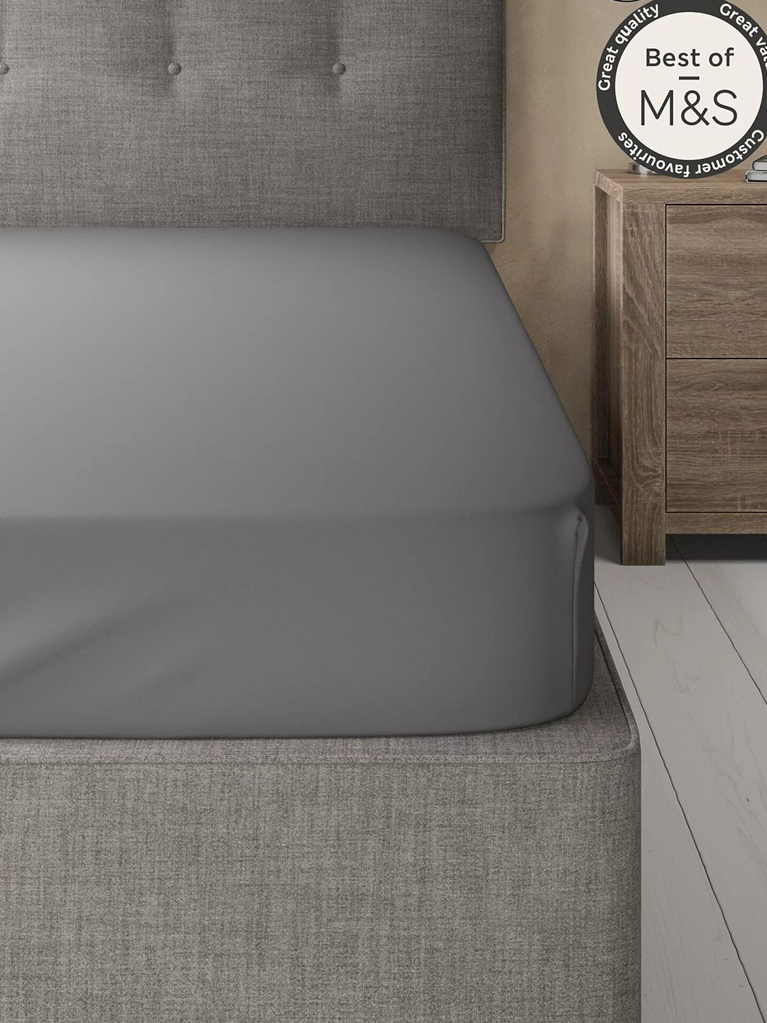 Marks & Spencer Grey 230 TC Solid Super King Bedsheet Price in India