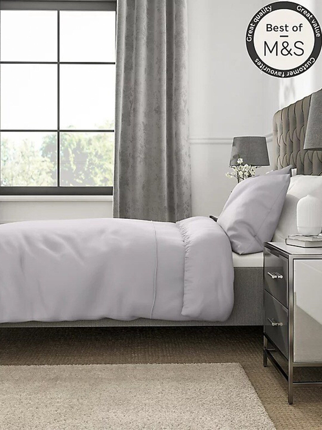 Marks & Spencer Grey 230 TC Cotton King Superfine Bedsheet Price in India