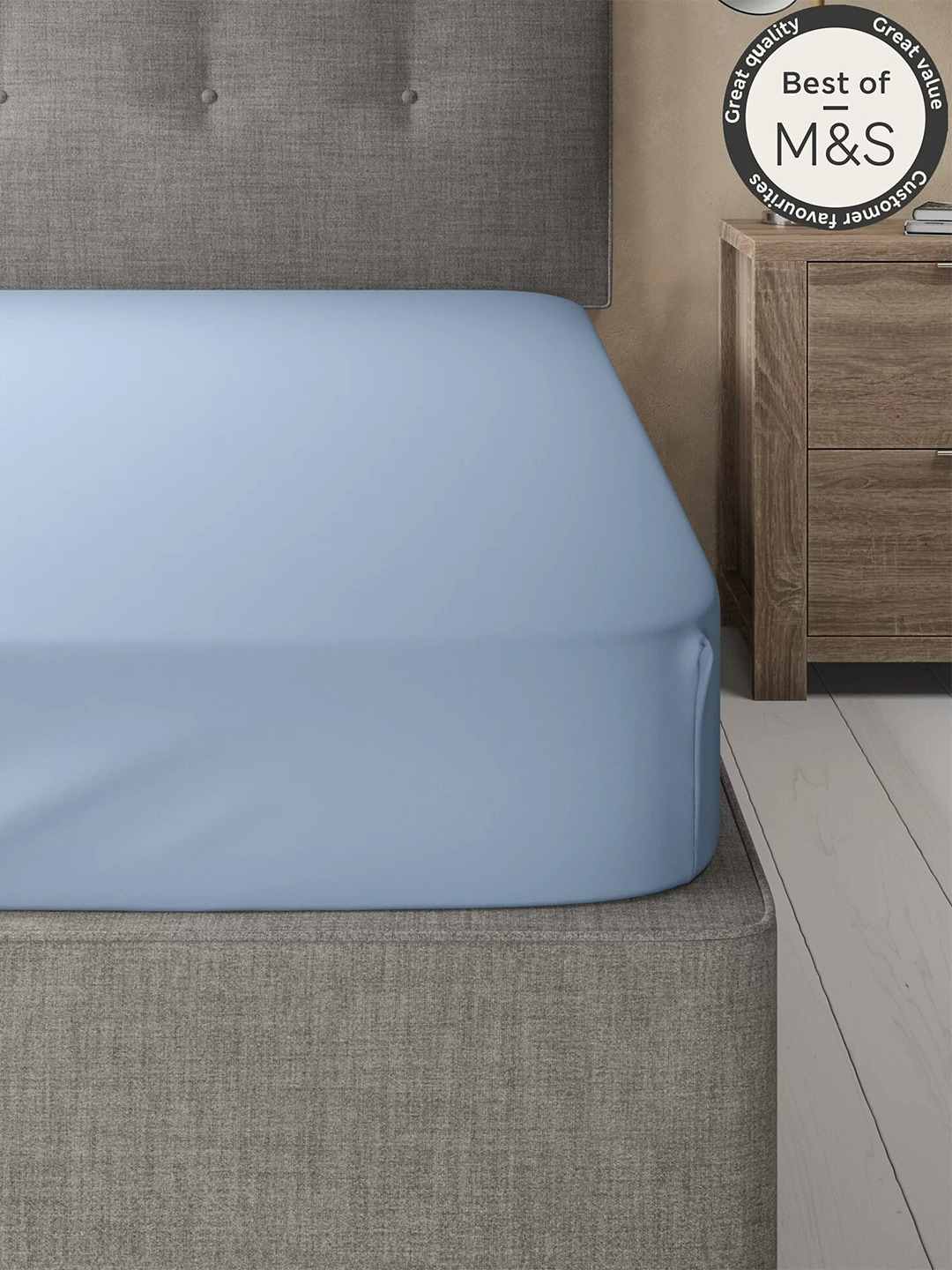 Marks & Spencer Blue 230 TC Cotton King Superfine Bedsheet Price in India