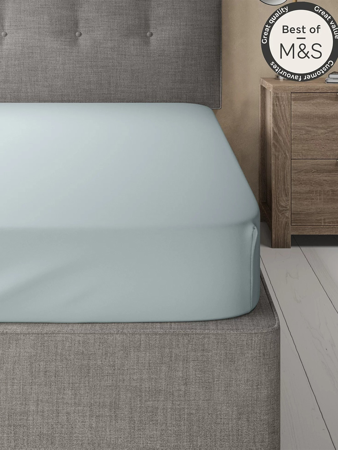 Marks & Spencer Blue 230 TC Solid Double King Bedsheet Price in India