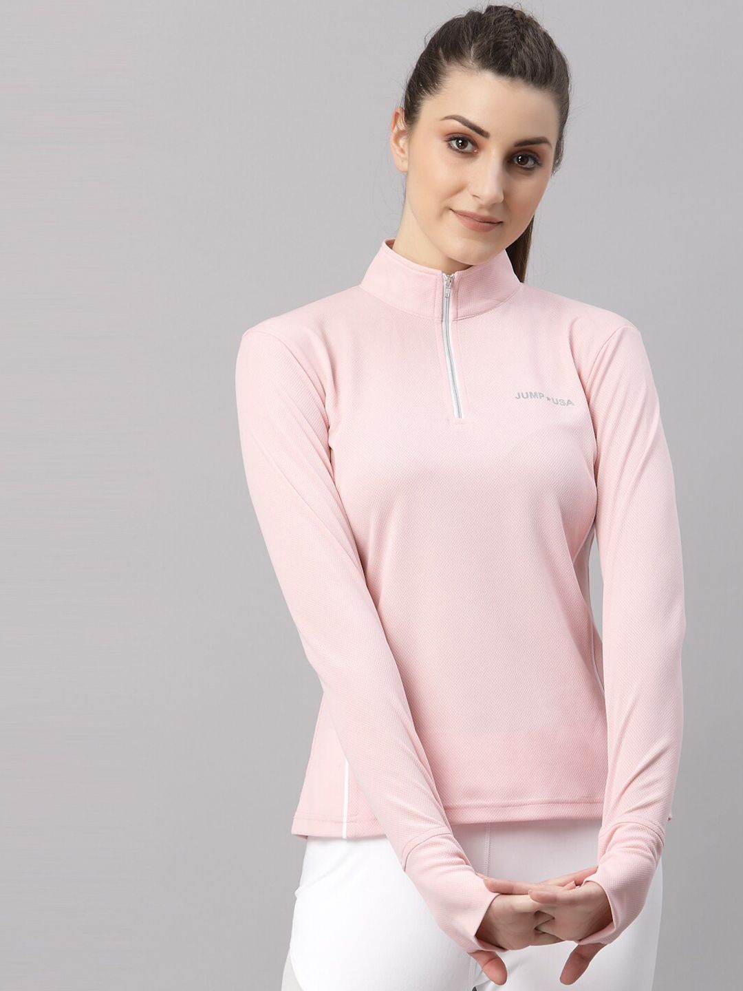 JUMP USA Women Pink High Neck T-shirt Price in India