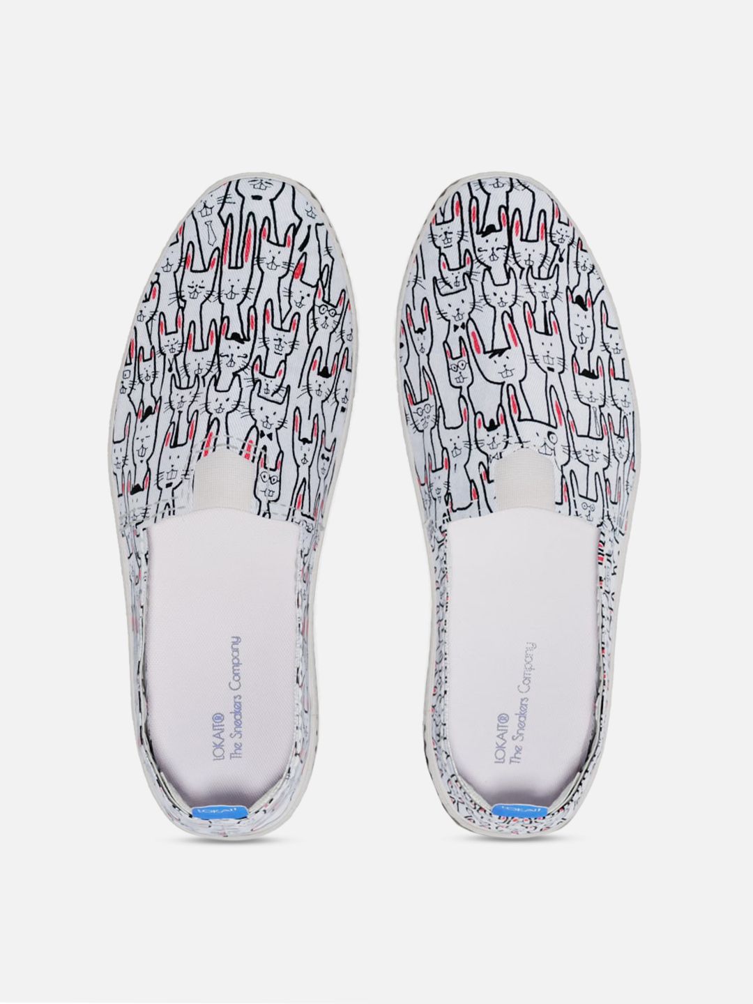 LOKAIT The Sneakers Company Women White & Pink Printed Slip-On Sneakers Price in India