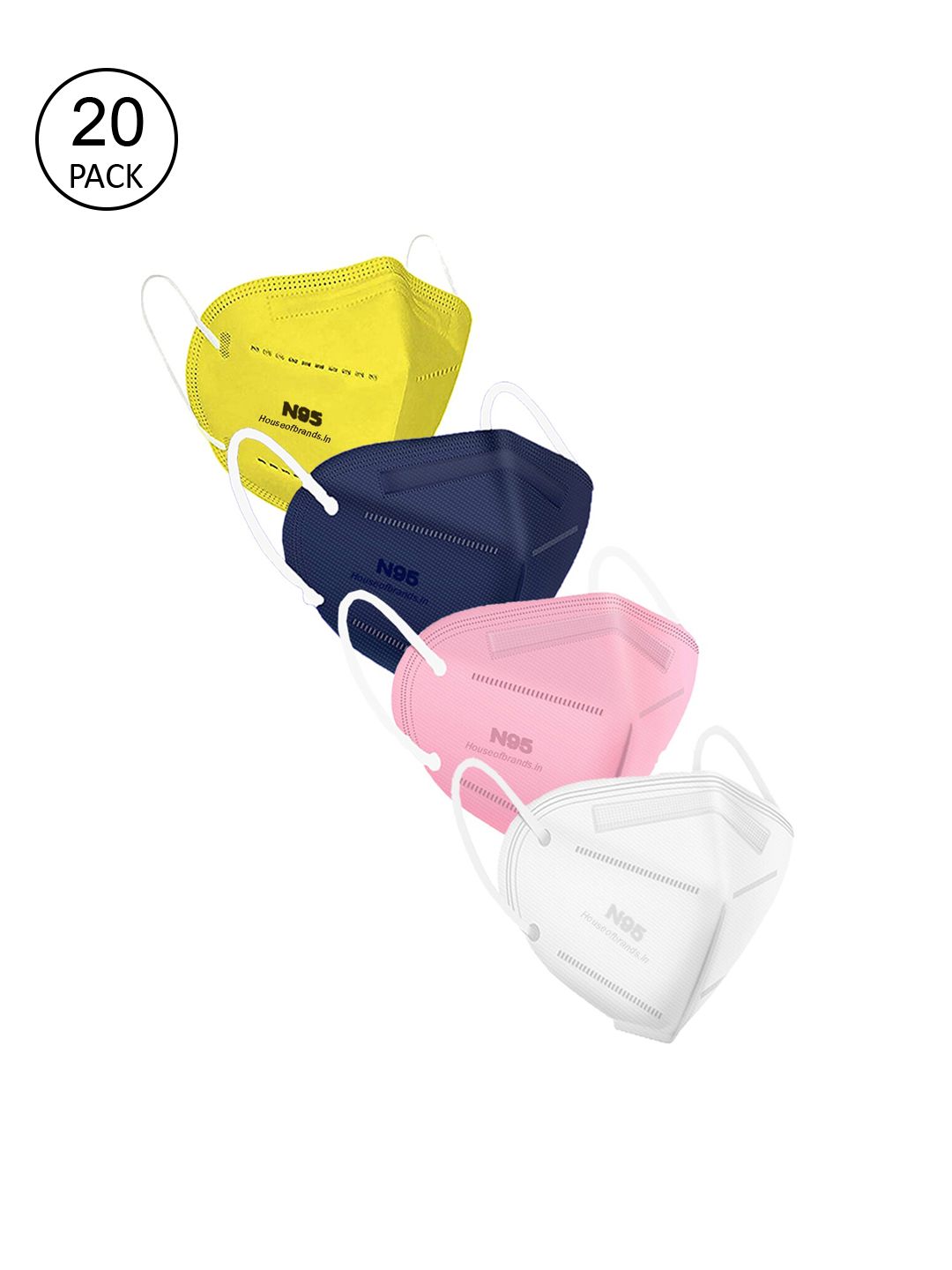 Swiss Design Unisex Pack Of 20 Assorted 5-Ply Anti-Pollution N95 Masks Price in India