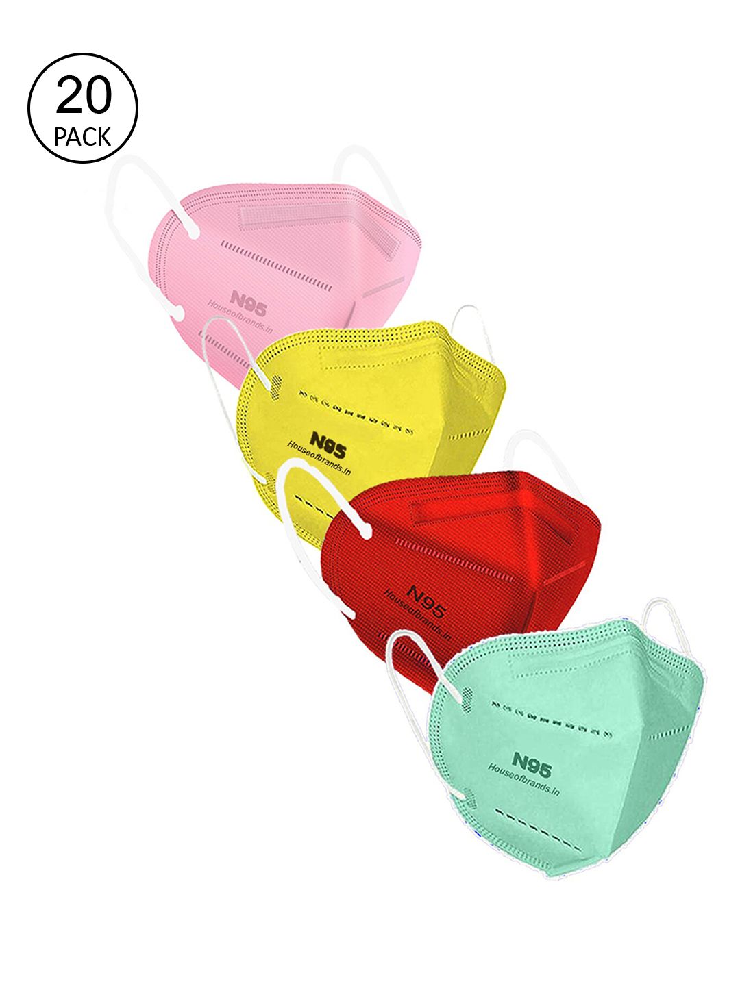 Swiss Design Unisex Pack Of 20 Assorted 5-Layer Anti-Pollution N95 Masks Price in India