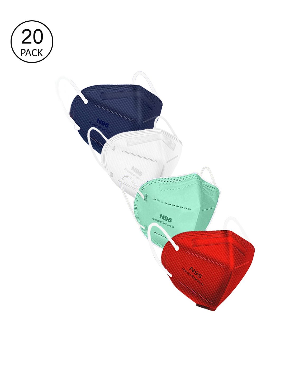 Swiss Design Pack of 20 Assorted 5-Ply Anti-Pollution N95 Masks Price in India