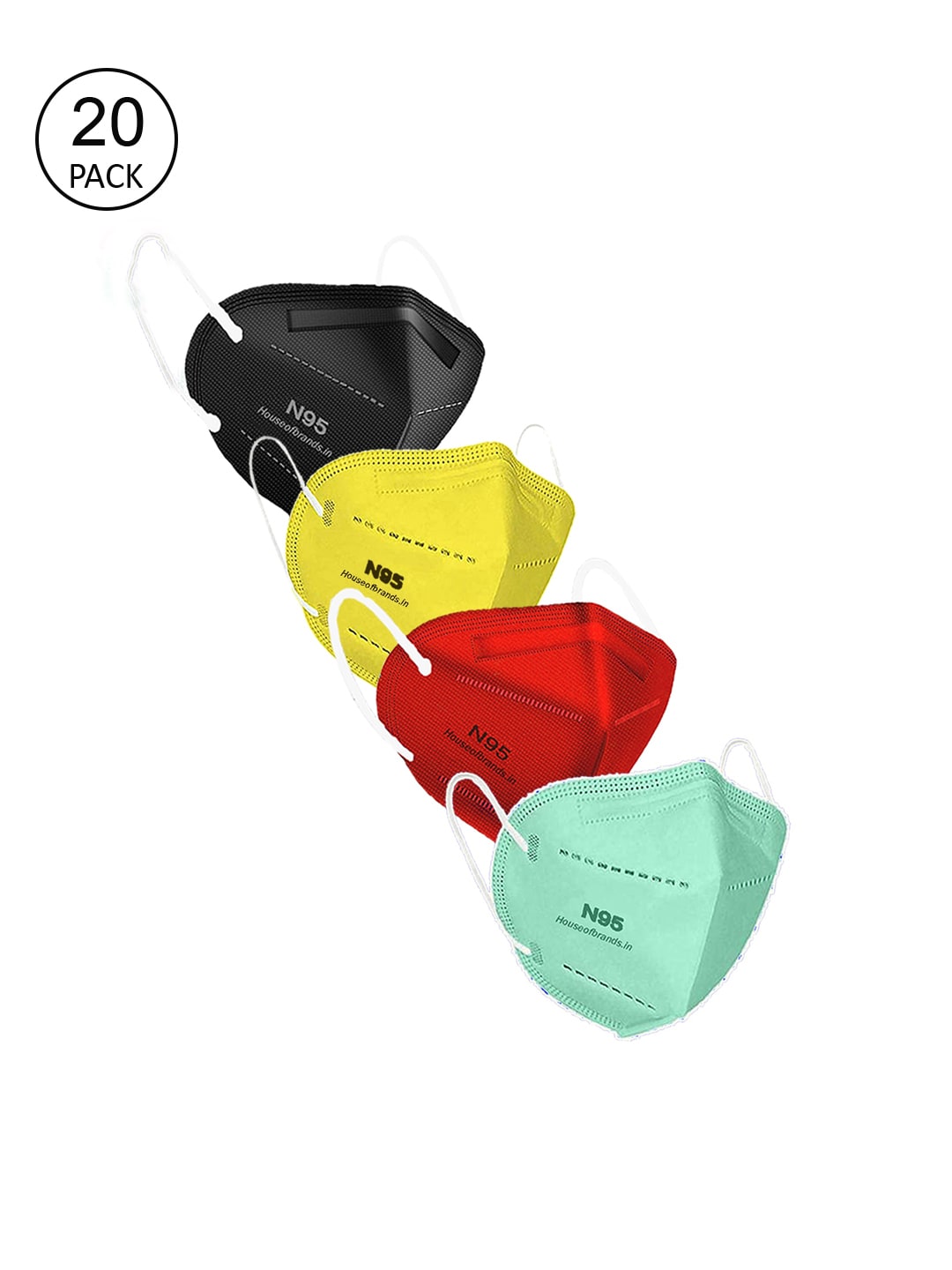 Swiss Design Unisex Pack Of 20 Assorted 5-Ply Anti-Pollution N95 Masks Price in India