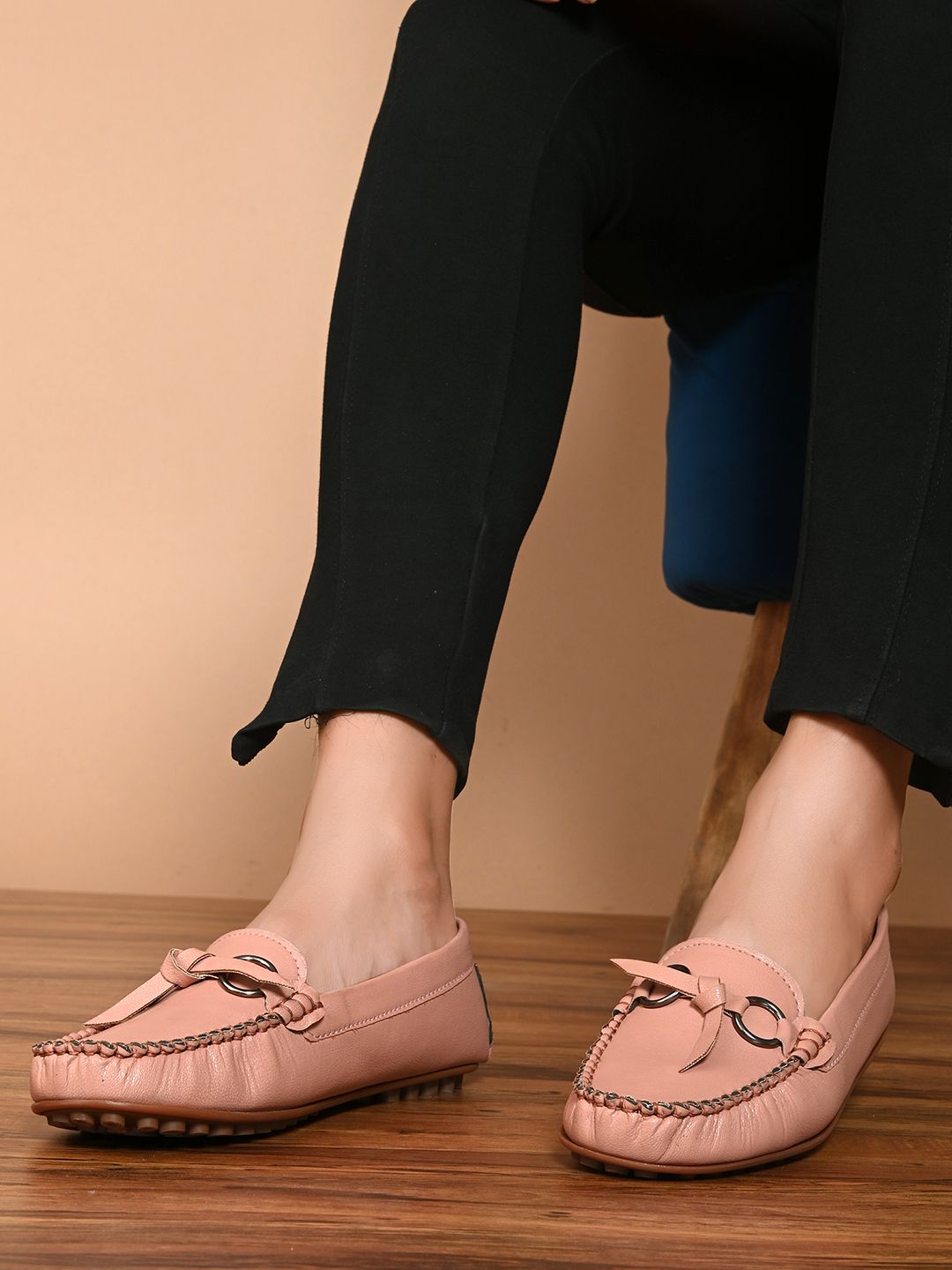 El Paso Women Pink Faux Leather Loafers Price in India