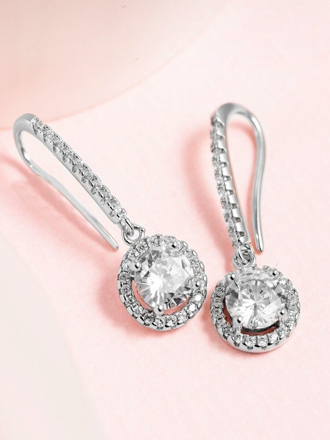 Zavya Rhodium-Plated Silver-Toned 925 Sterling Silver Earrings Price in India