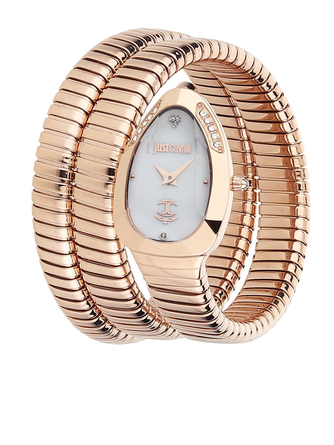 Just Cavalli Women White Brass Dial & Rose Gold Toned Straps Analogue Watch JC1L209M0055 Price in India