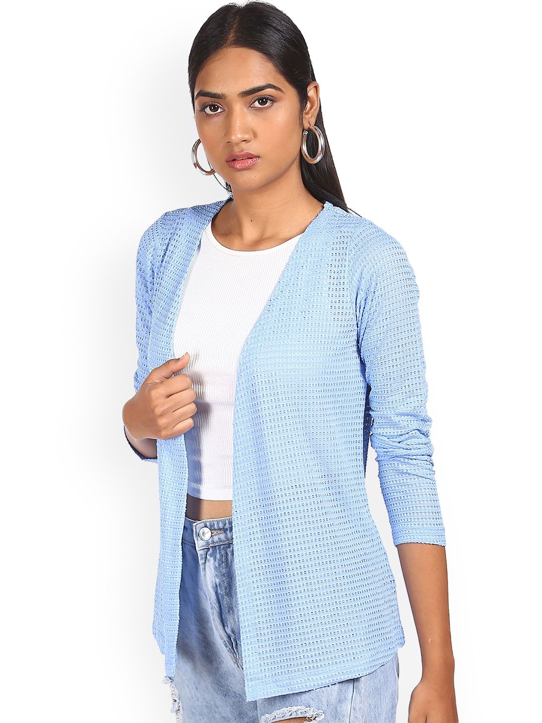 Sugr Women Blue Open Front Shrug Price in India