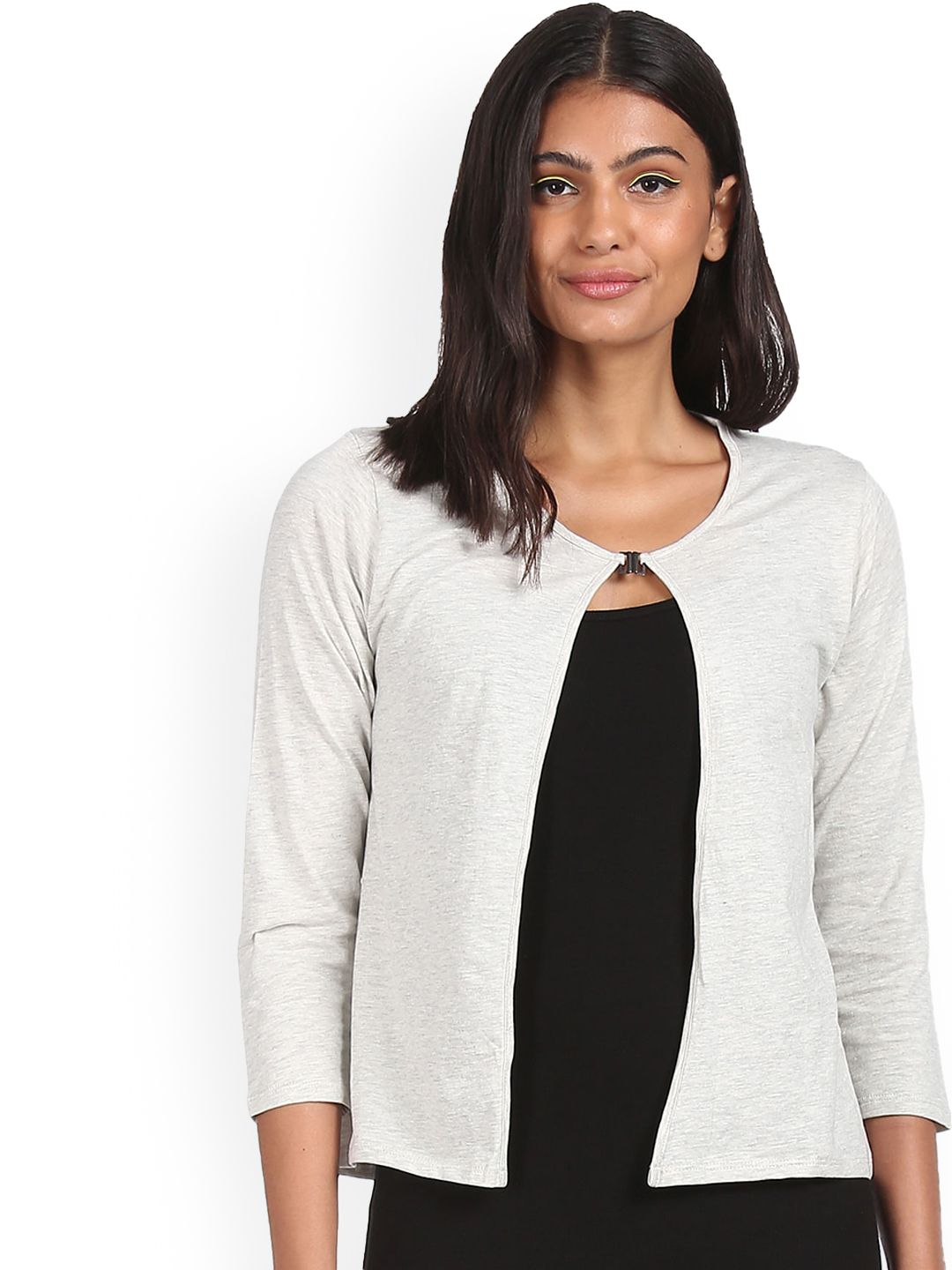 Sugr Women Grey Round Neck Heathered Shrugs Price in India