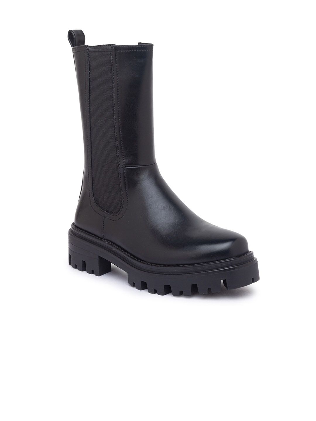 Sole To Soul Black High-Top Platform Heeled Boots Price in India