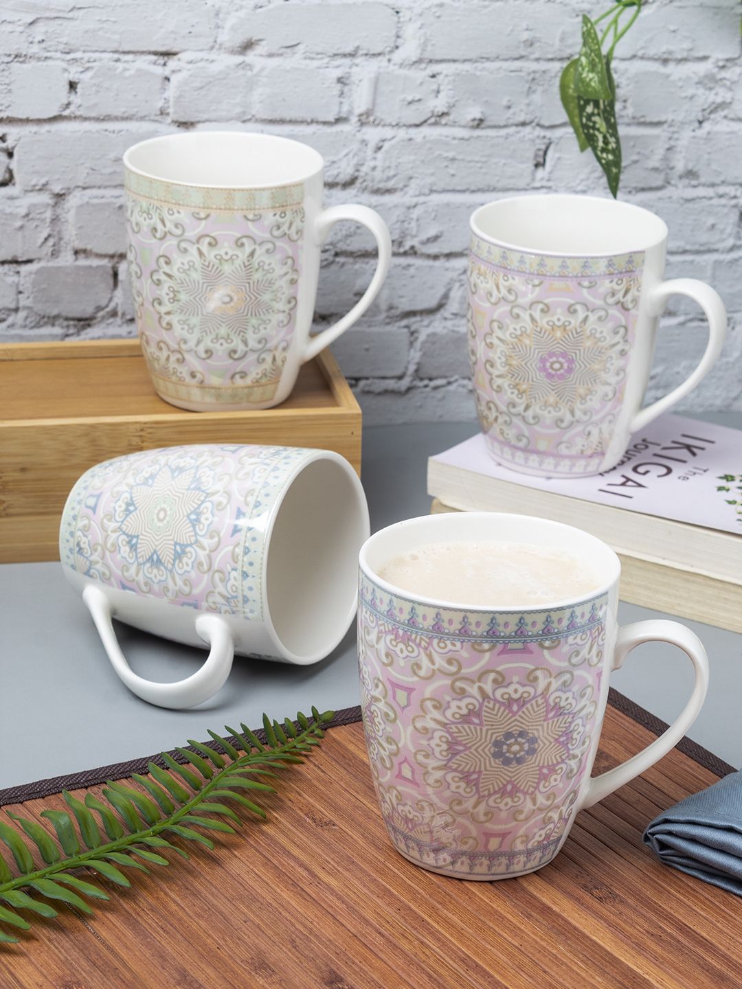MARKET99 Assorted Ethnic Motifs Printed Ceramic Glossy Mugs Price in India