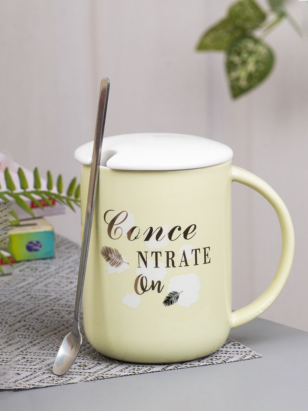 MARKET99 Christmas Wishes Yellow Typography Ceramic Microwave Safe Mug-400ml