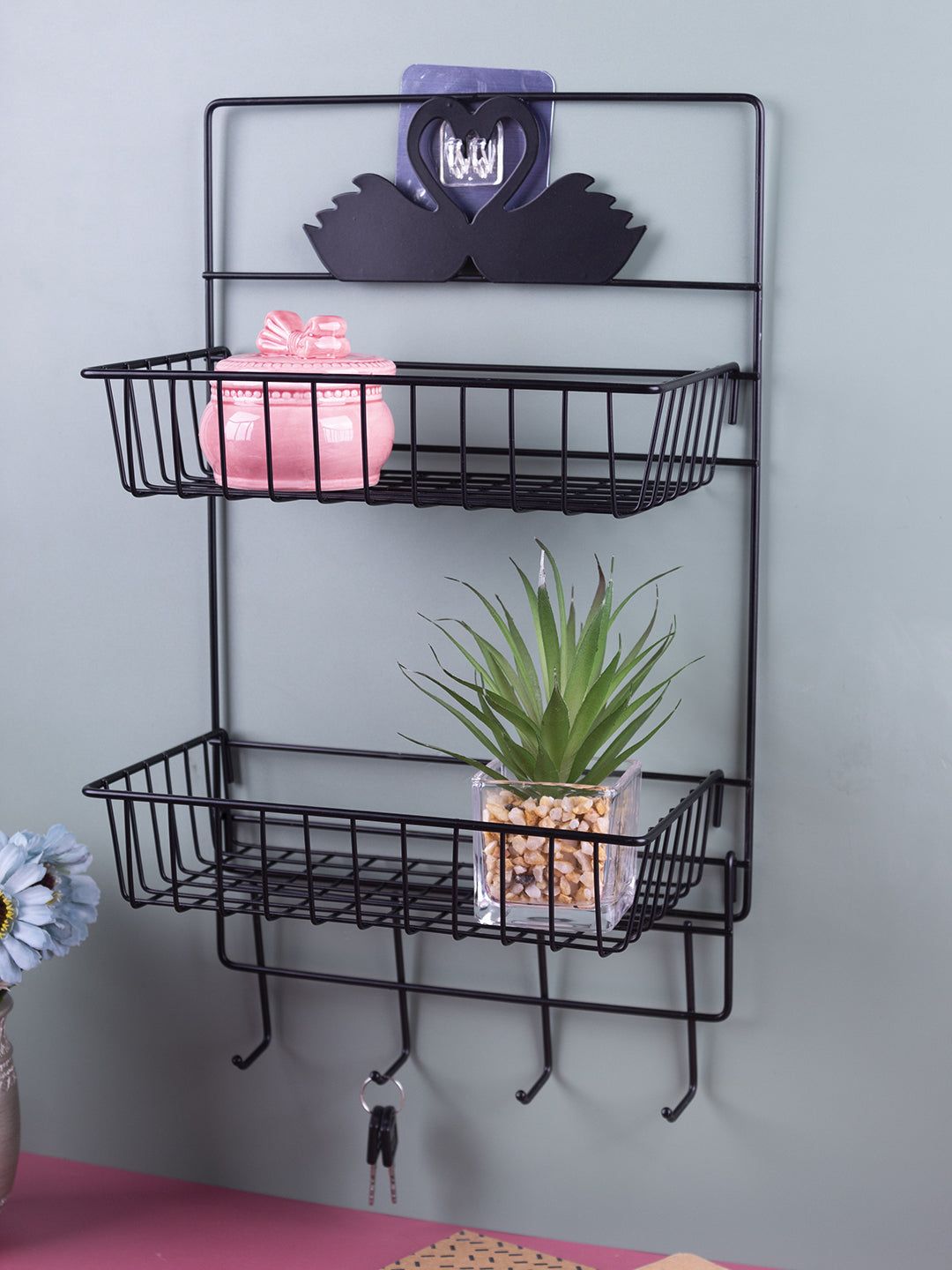 MARKET99 Black Solid Multi-Utility Wall Organiser Price in India