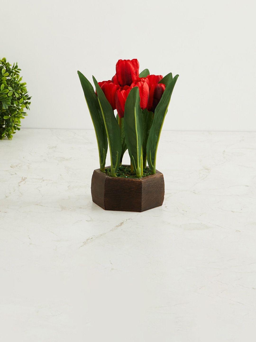 Home Centre Red & Green Artificial Tulip Potted Plant Price in India