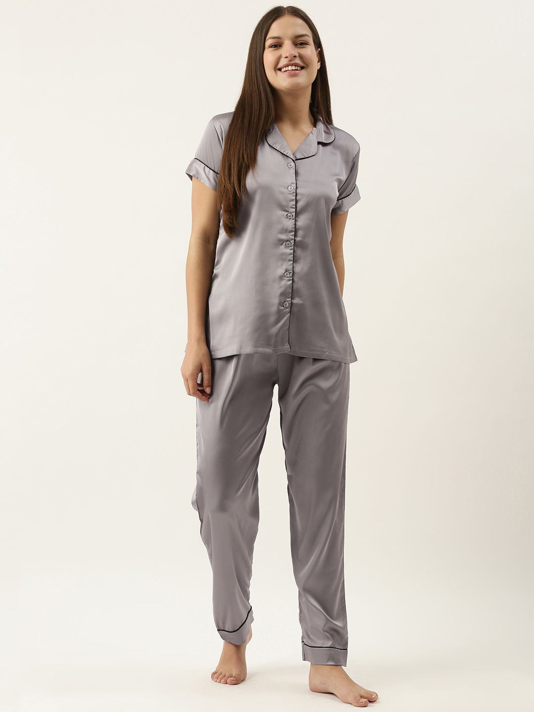 FashionRack Women Grey Satin Night suit Price in India