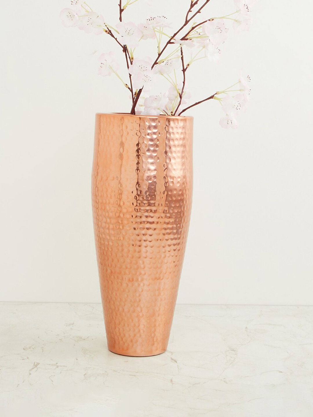 Home Centre Gold-Toned  Textured Hammered Metal Tall Vase Price in India