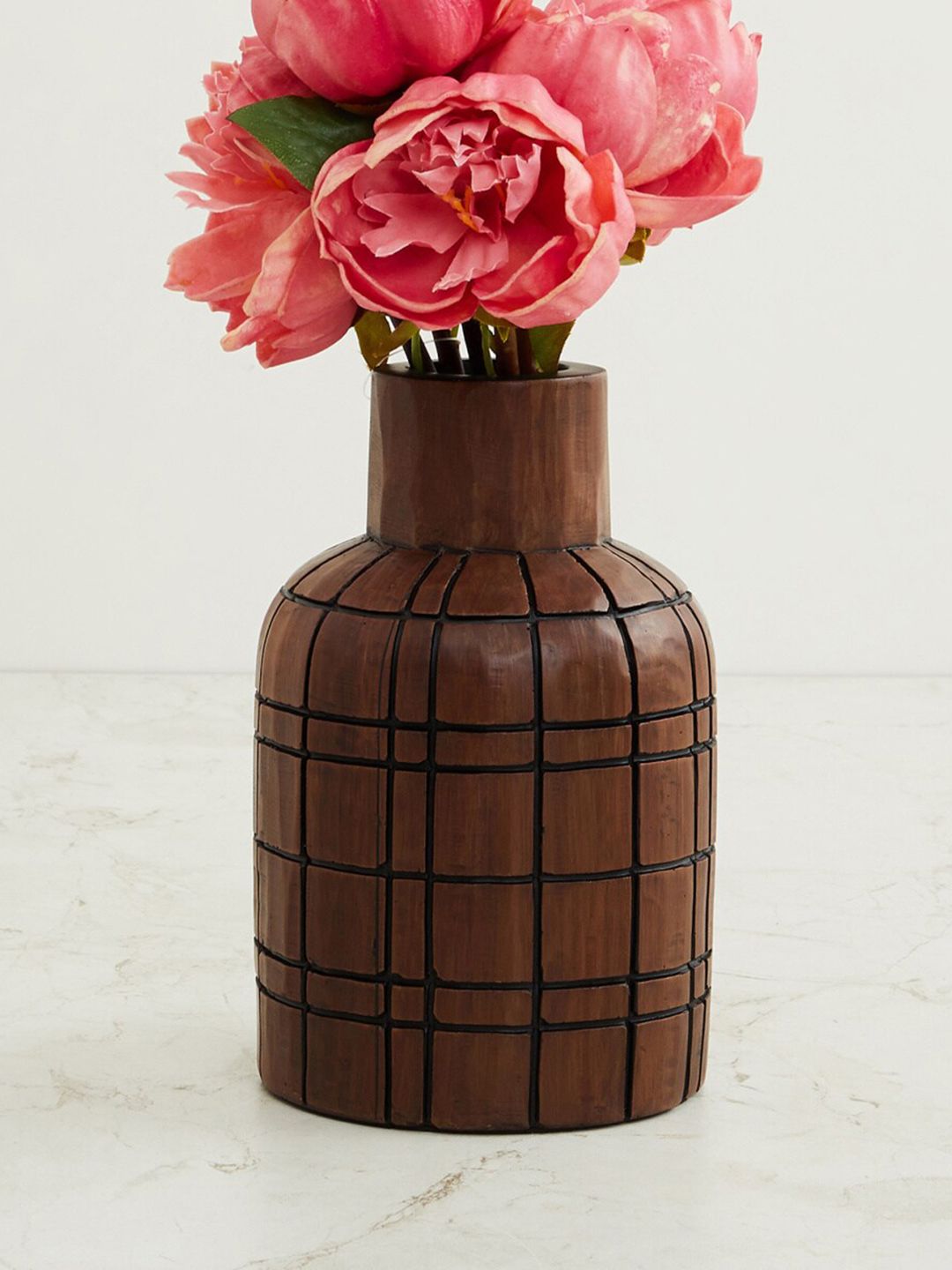 Home Centre Brown Polyresin Textured Vase Price in India