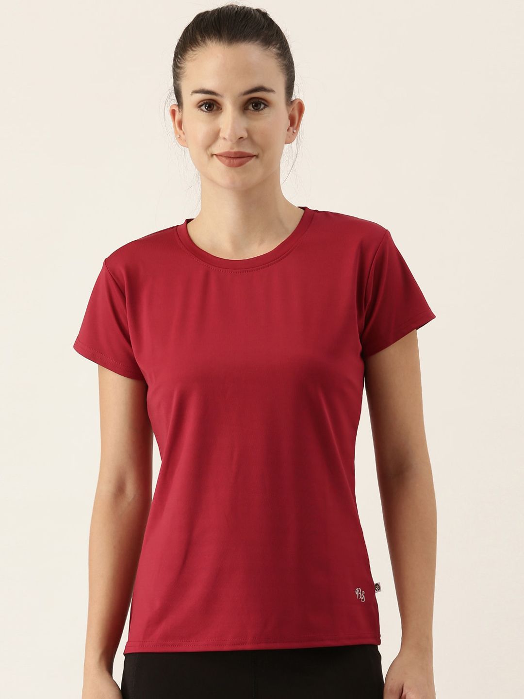 Bannos Swagger Women Maroon Solid Running T-shirt Price in India
