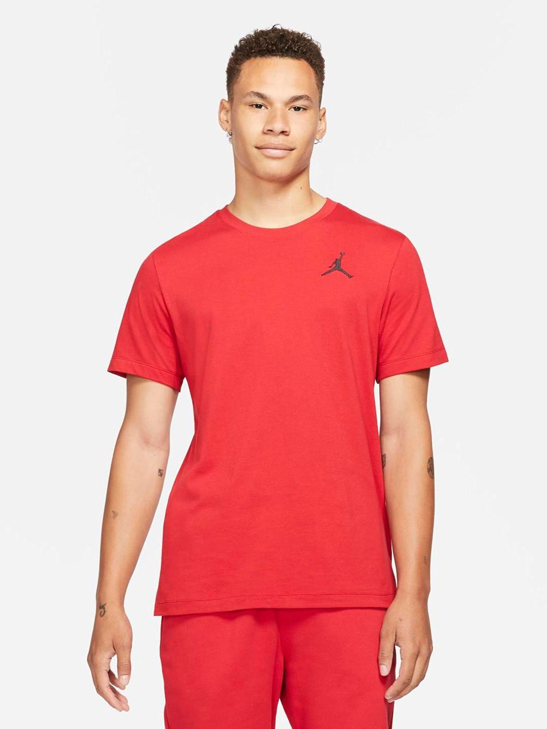 Buy Nike Men Red Solid Pure Cotton Jordan Jumpman T-shirt