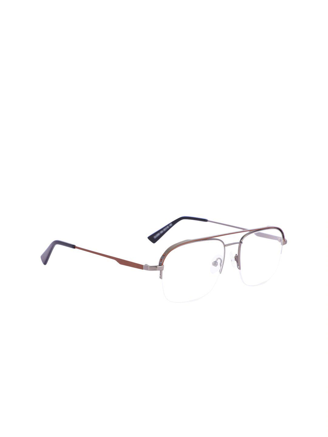 MARC LOUIS Unisex Brown Half Rim Rectangle Frames MLDL5306 09A 52 FR Price in India