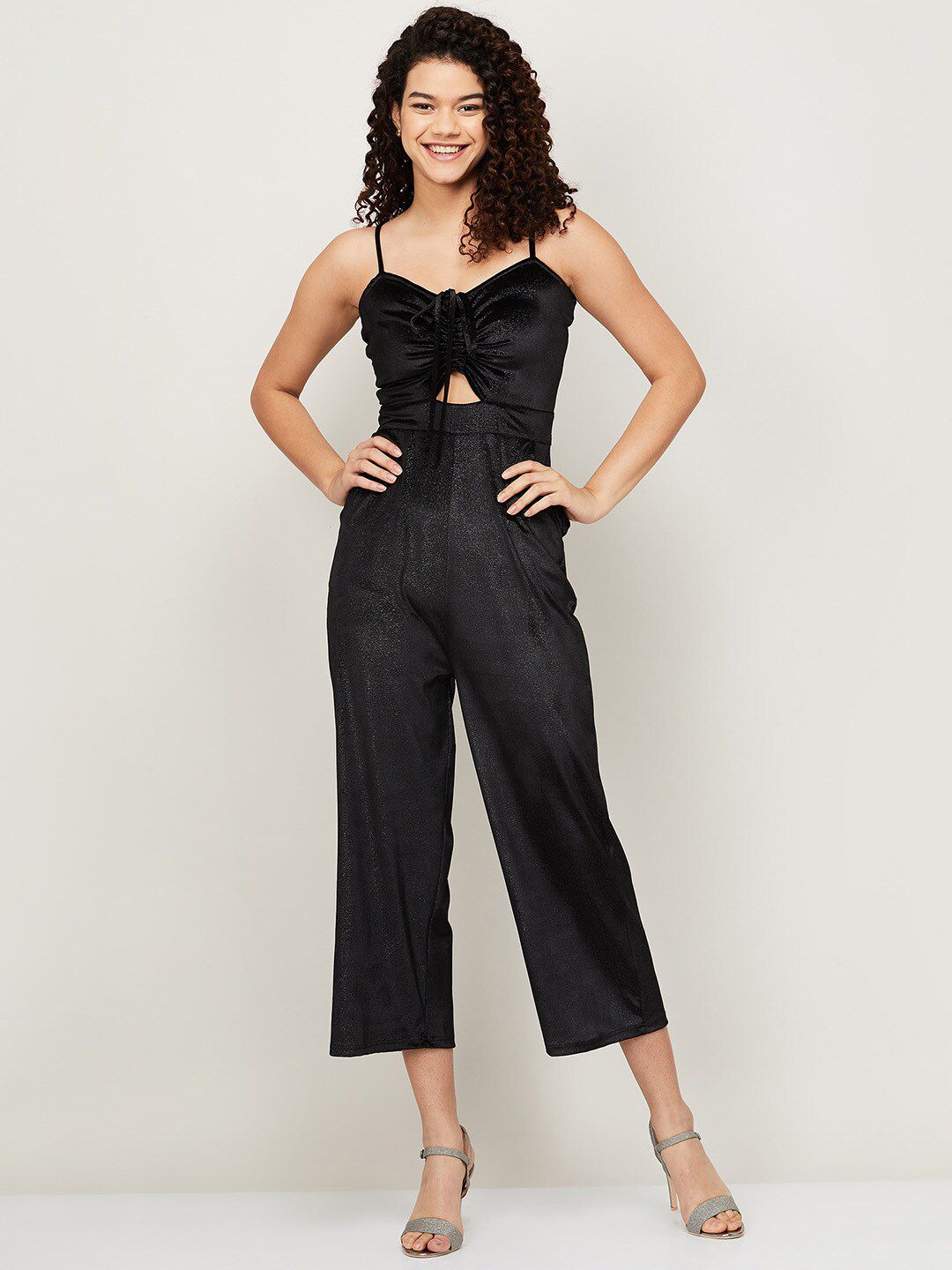 Ginger by Lifestyle Black Basic Jumpsuit Price in India