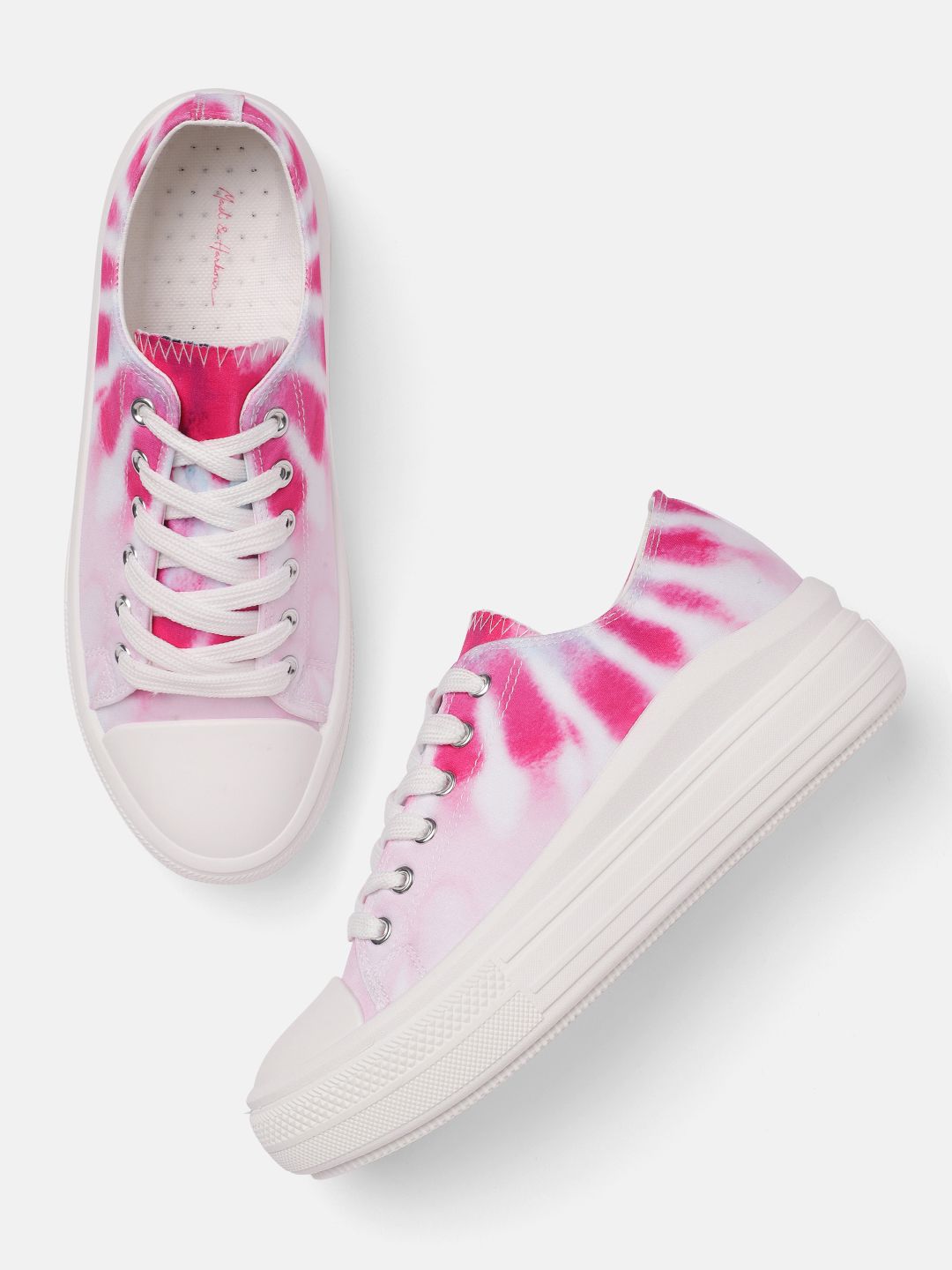 Mast & Harbour Women White Printed Sneakers Price in India