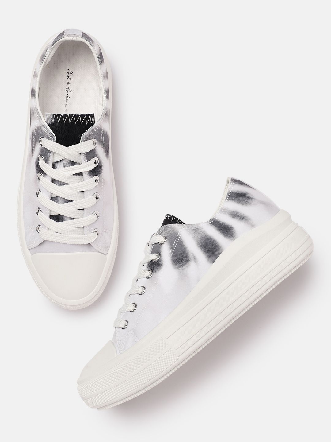 Mast & Harbour Women White Printed Sneakers Price in India