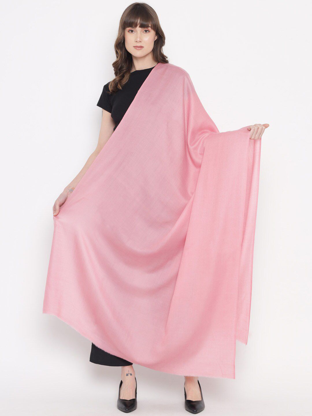 Pashtush Women Pink Solid Woolen Shawl Price in India