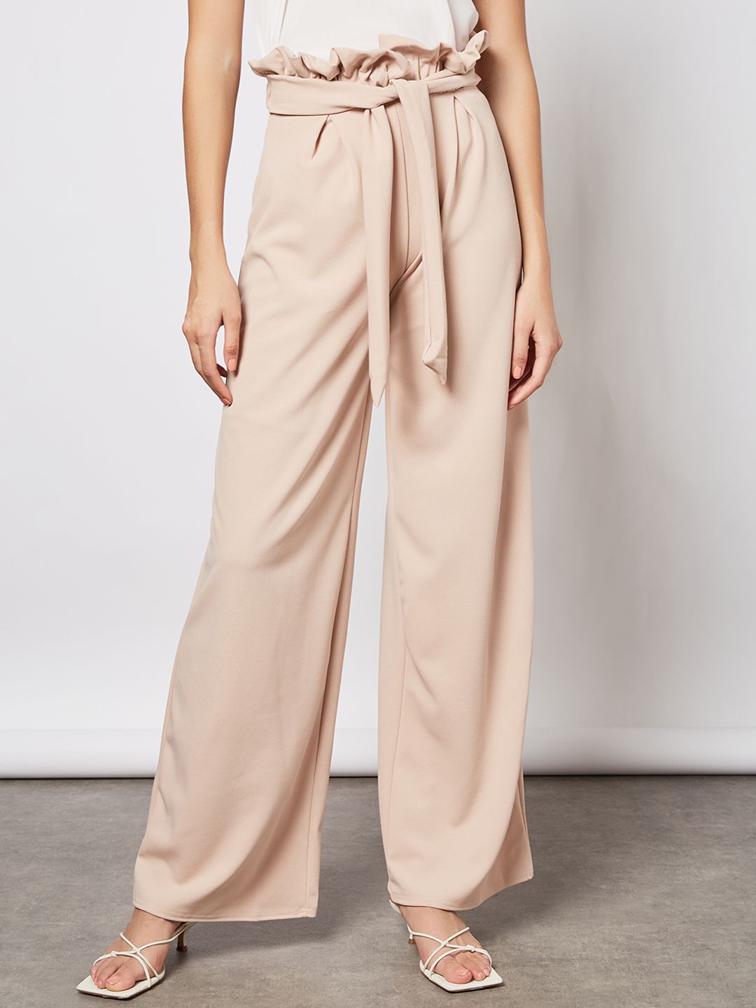 Femme Luxe Women Pink Solid Pleated Trousers Price in India