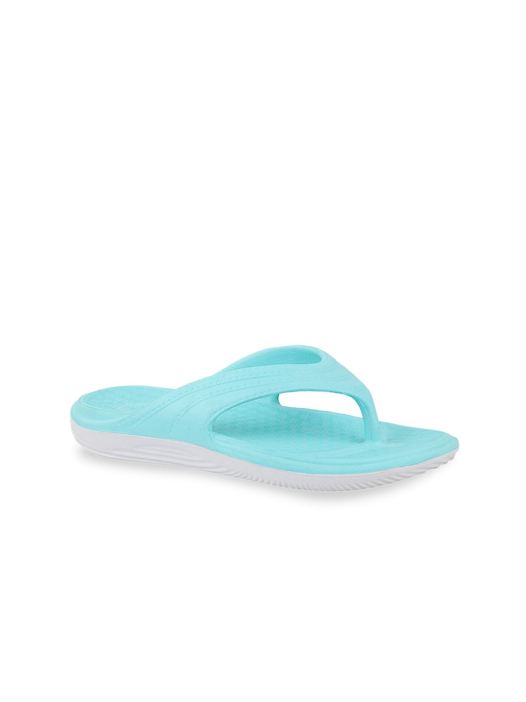 WELCOME Women Blue & White Self Design Thong Flip-Flops Price in India