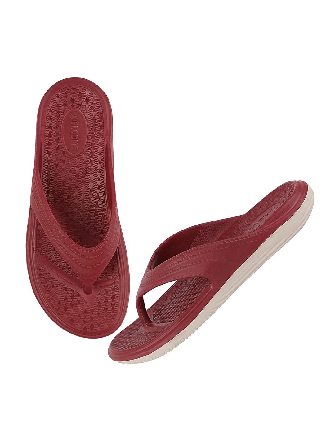 WELCOME Women Maroon Thong Flip-Flops Price in India