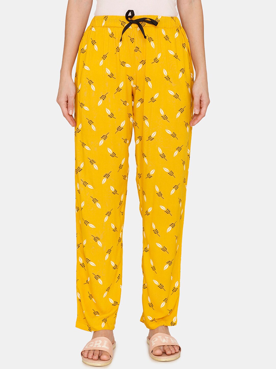 Coucou by Zivame Women Yellow Printed Pyjamas Price in India