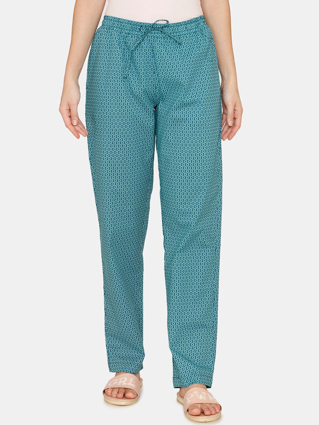 Coucou by Zivame Women Sea Green Woven Pyjama Price in India