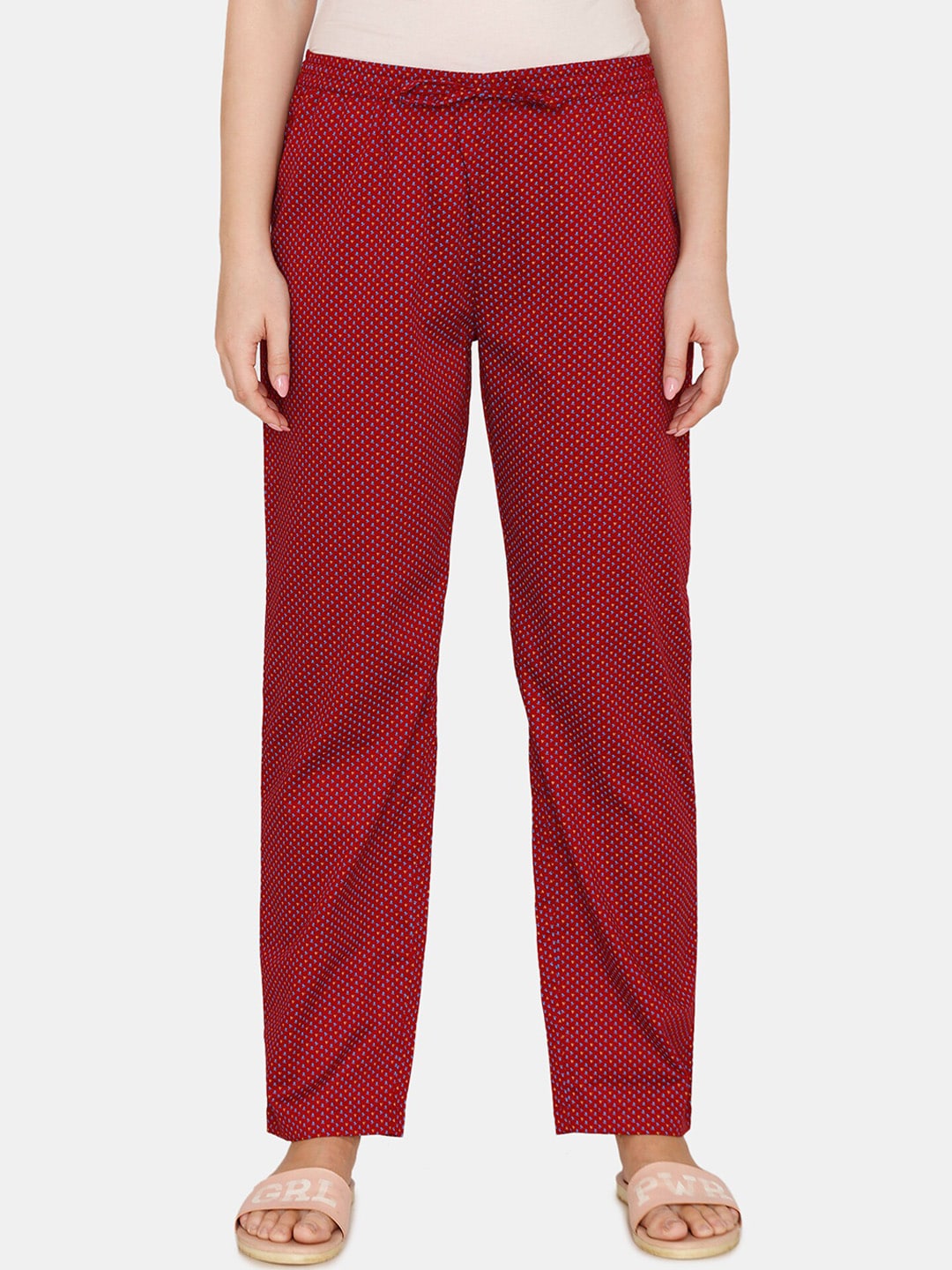 Coucou by Zivame Women Red Solid Pure Cotton Pyjamas Price in India