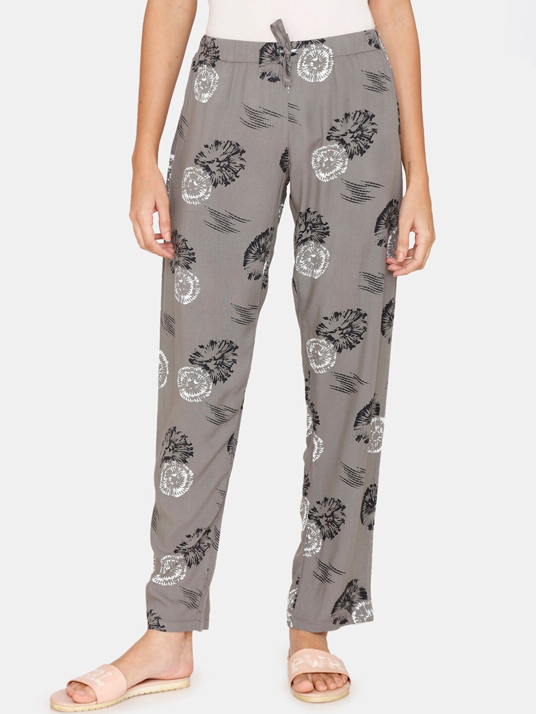Coucou by Zivame Women Grey Printed Pyjama Price in India
