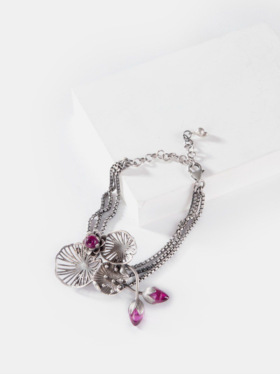 SHAYA Women Silver-Plated & Pink Bracelet Price in India