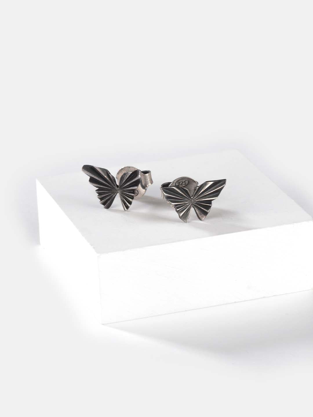 SHAYA 925 Silver Butterfly Shaped Studs Earrings Price in India